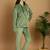 Women Solid Light Green Velvet Night Suit Set