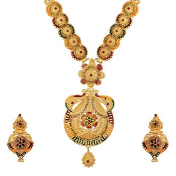 Asmitta tradition 1 gram gold plated opera style necklace set for women and girls 2