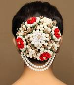 Multicolor flower hair juda with pearls
