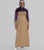 Length 56 | Tawny Birch Color Block Winter Jilbab | Silk Route