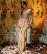 Rohini ivory drape skirt set