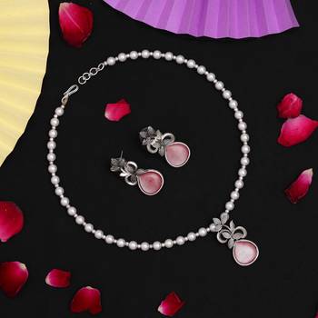 Red color oxidised necklace set 1