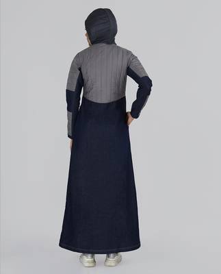 Length 54 | Indigo Blue Premium Denim Hooded Winter Jilbab | Silk Route 2
