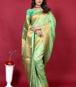 LIGHT TEAL Faux KANCHIPURAM PRETTY SILK SAREE