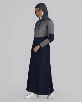 Length 56 | Indigo Blue Premium Denim Hooded Winter Jilbab | Silk Route 4