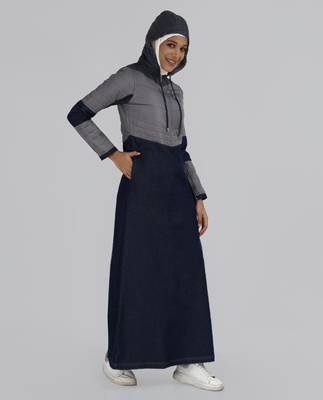 Length 58 | Indigo Blue Premium Denim Hooded Winter Jilbab | Silk Route 3