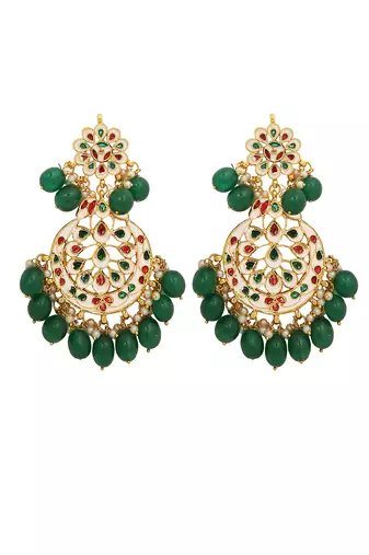 Kundan crescent shaped earrings