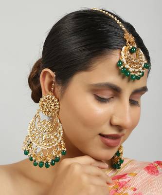 Kundan chandbali & maang tikka set 2