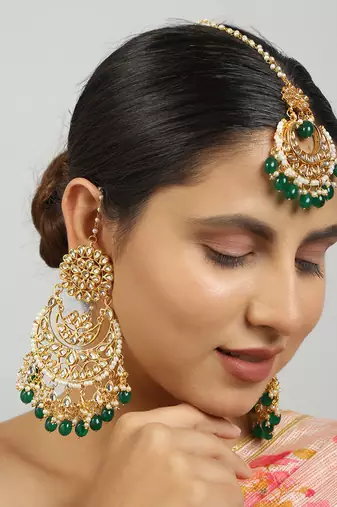 Kundan chandbali & maang tikka set