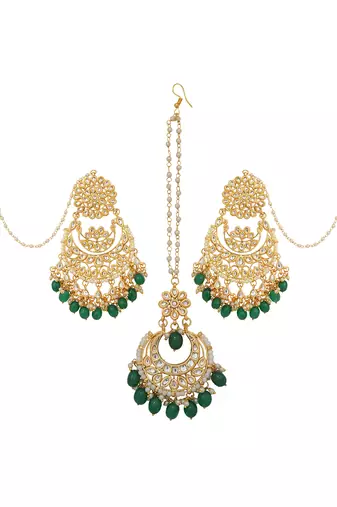 Kundan chandbali & maang tikka set