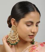 Kundan emerald chandbali