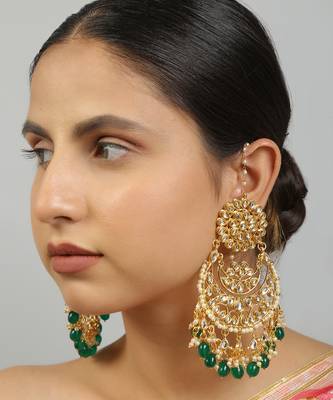 Kundan emerald chandbali 2