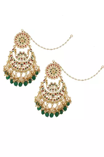 Kundan emerald chandbali