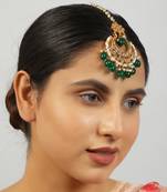Gold tone kundan maang tikka