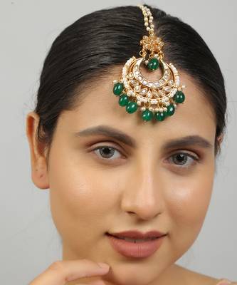Gold tone kundan maang tikka 2