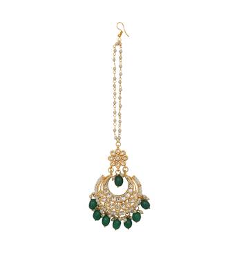 Gold tone kundan maang tikka 3
