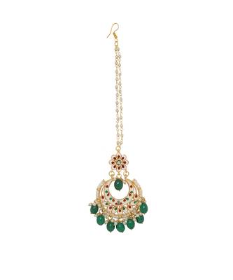 Gold tone kundan maang tikka 4
