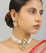 Pearl beaded kundan choker necklace set