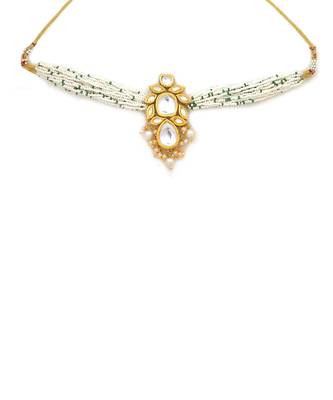 Pearl beaded kundan choker necklace set 4