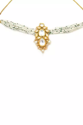 Pearl beaded kundan choker necklace set
