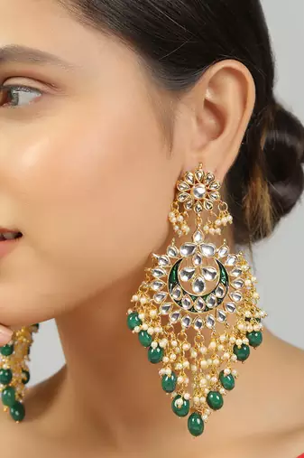 Kundan green chandbali