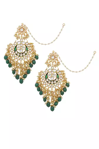 Kundan green chandbali
