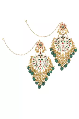 Kundan green chandbali