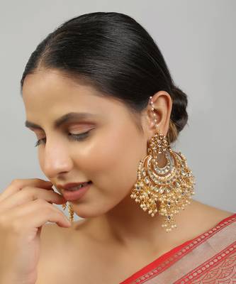 Kundan pearl beaded showstopper chandbali 1