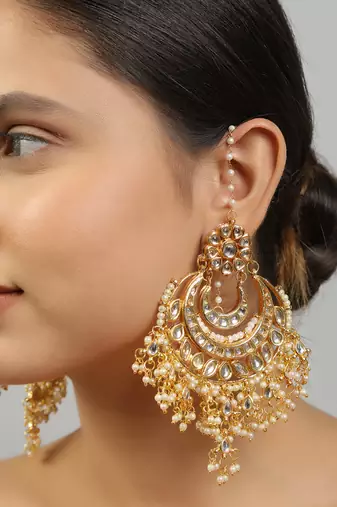 Kundan pearl beaded showstopper chandbali
