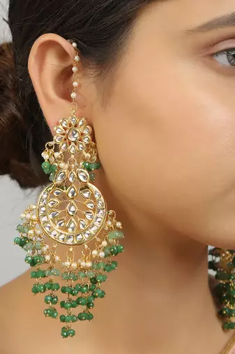 Kundan crescent shaped earrings