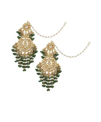Kundan crescent shaped earrings 4