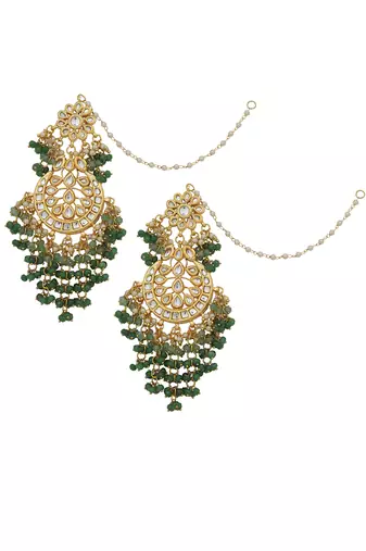 Kundan crescent shaped earrings