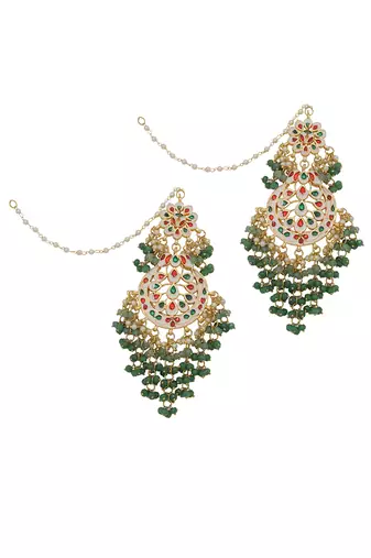 Kundan crescent shaped earrings