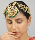 Green enamel kundan matha patti