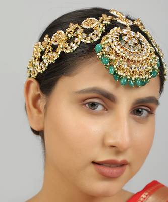 Green enamel kundan matha patti 2