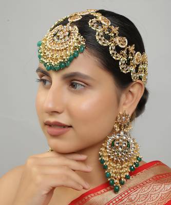 Kundan chandbali with matha patti set 1