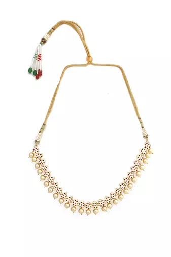 Kundan ivory beaded necklace with earrings