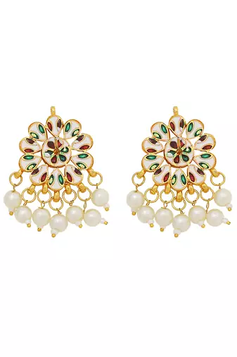 Floral kundan earrings