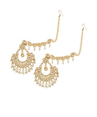 Kundan inspired chandbali with hair chain 4