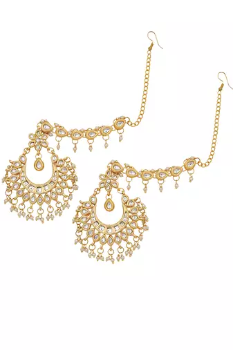 Kundan inspired chandbali with hair chain