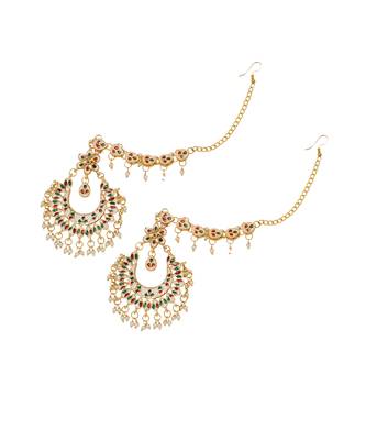 Kundan inspired chandbali with hair chain 5