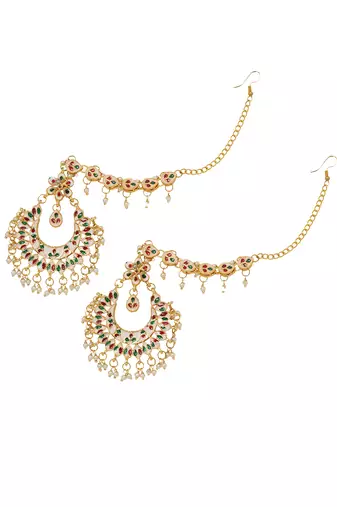 Kundan inspired chandbali with hair chain