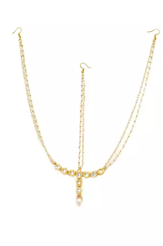 Pearl beaded kundan matha patti