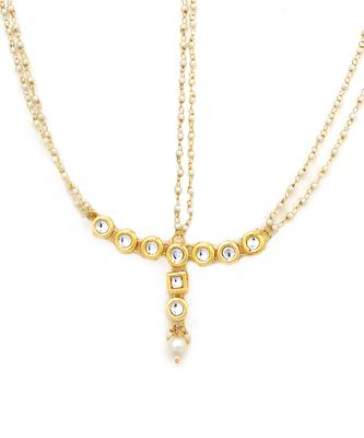 Pearl beaded kundan matha patti 4