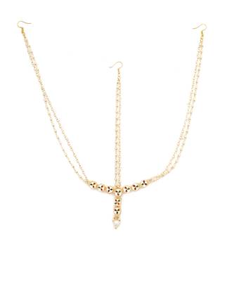 Pearl beaded kundan matha patti 5