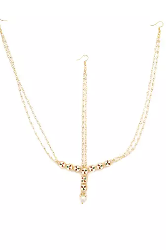 Pearl beaded kundan matha patti