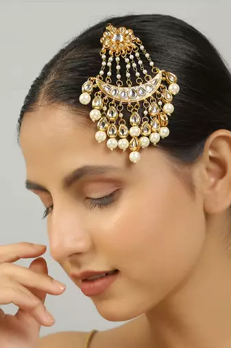 Pearl beaded kundan jhumar passa