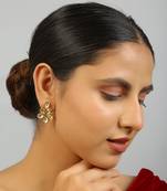 Gold toned kundan drop earrings