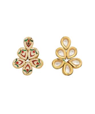 Gold toned kundan drop earrings 4