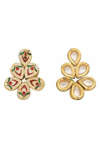 Gold toned kundan drop earrings